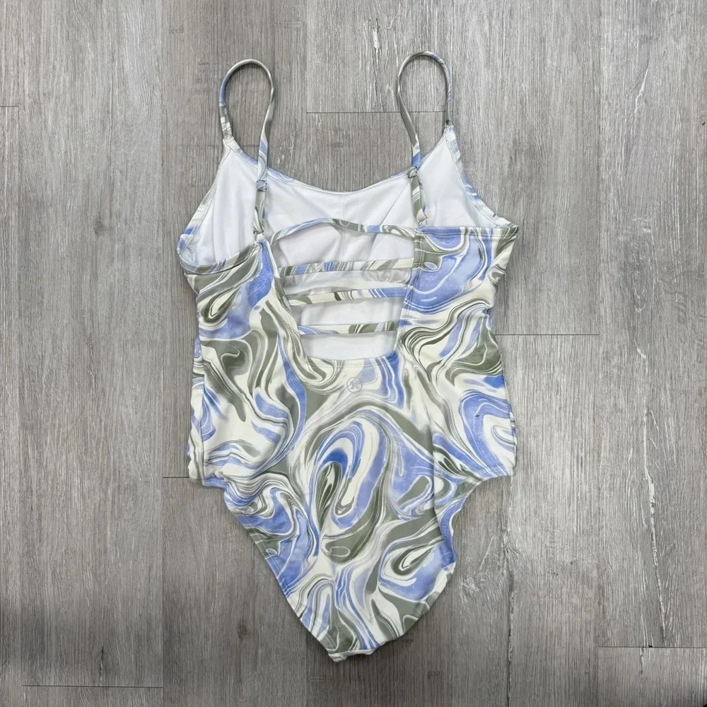 Hurley Blue & Green Swirl One Piece Bathing Suit - Size XL